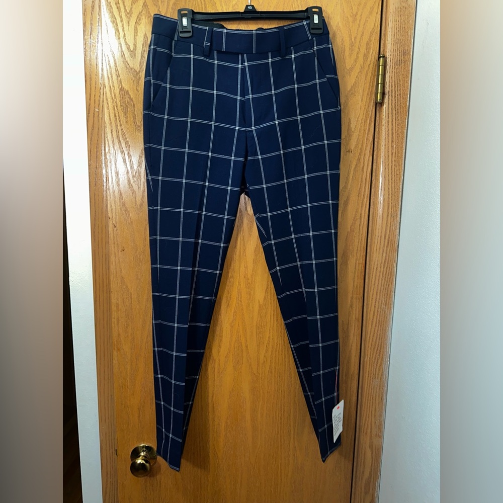 ASOS Navy Blue Plaid Pants
